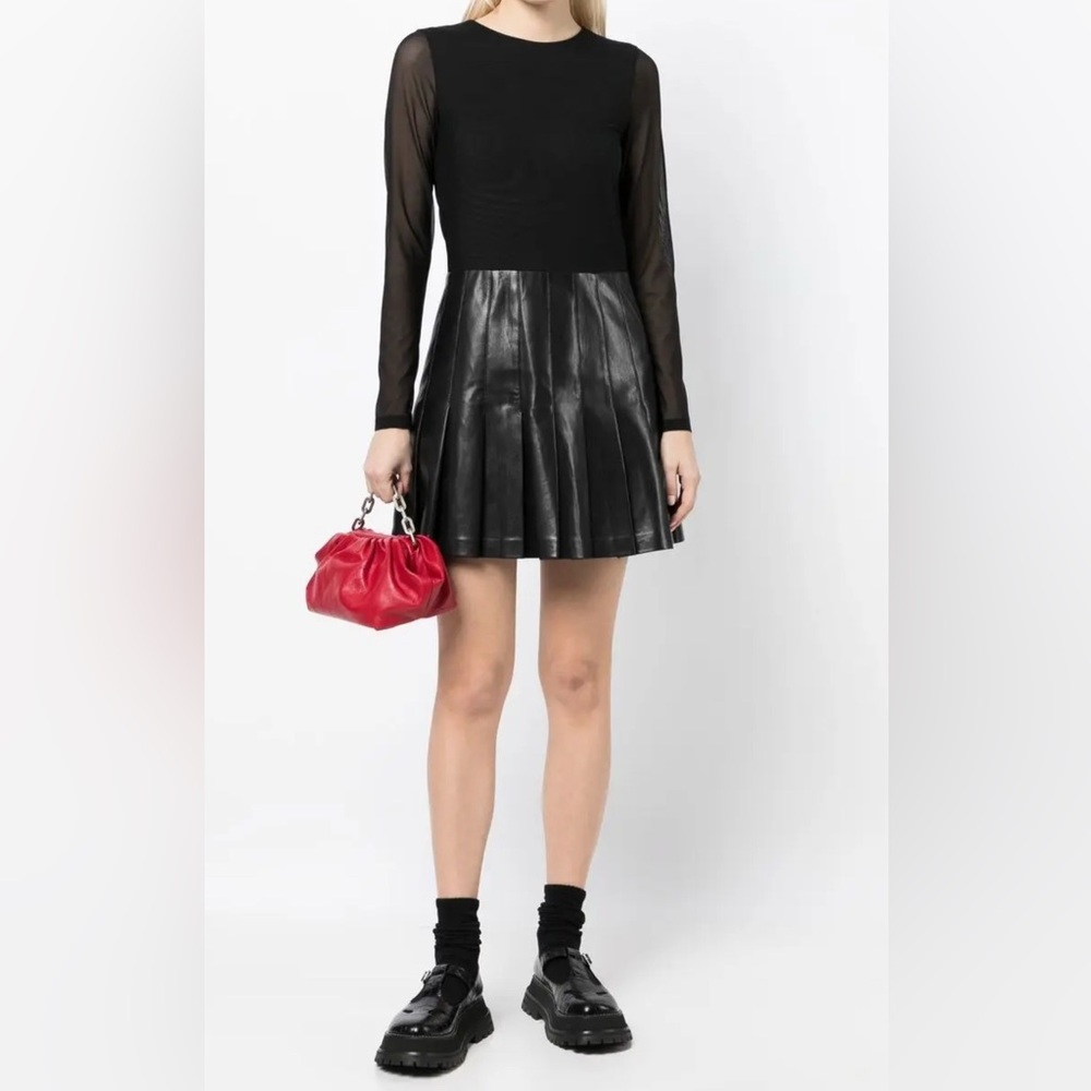 Alice + Olivia Chara Sheer-Sleeve Mini Dress